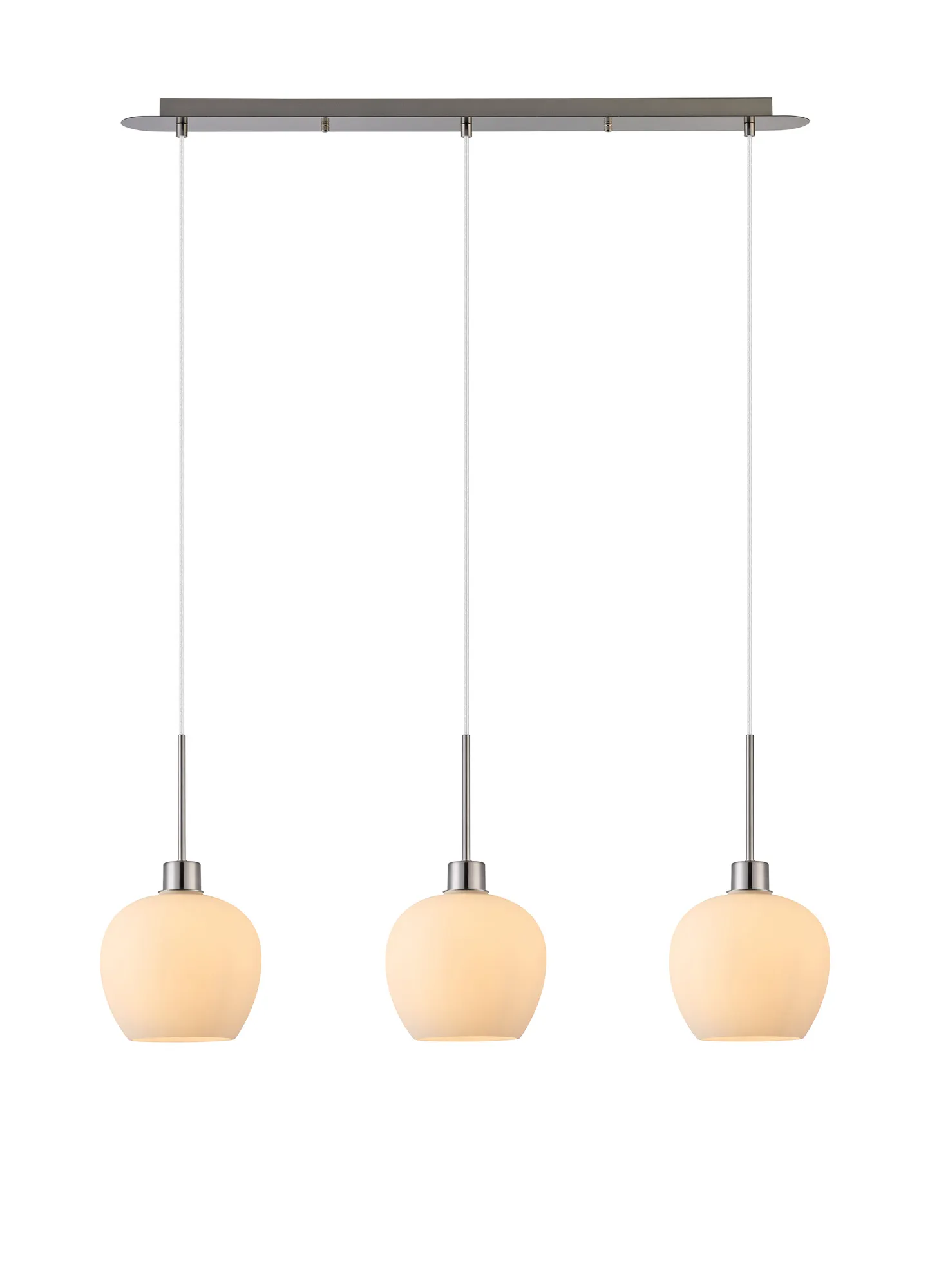 DK1399  Lori Linear Pendant, 3 Light Adjustable E27, Satin Nickel/Opal Wine Shades